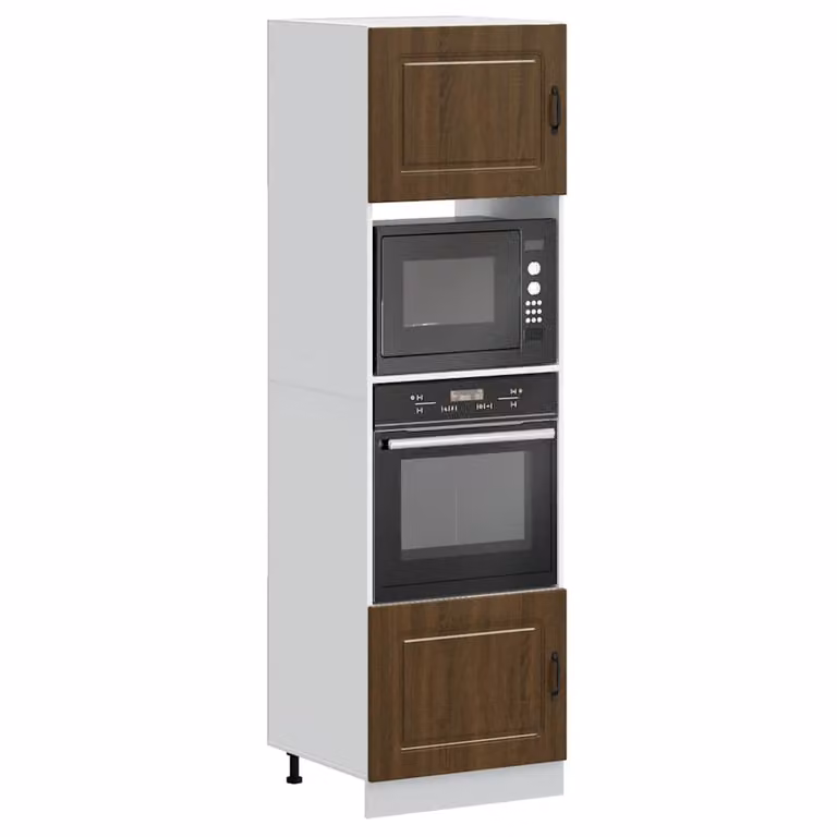 Set di 2 armadi per forno vidaXL Kalmar in legno multistrato marrone per cucina moderna