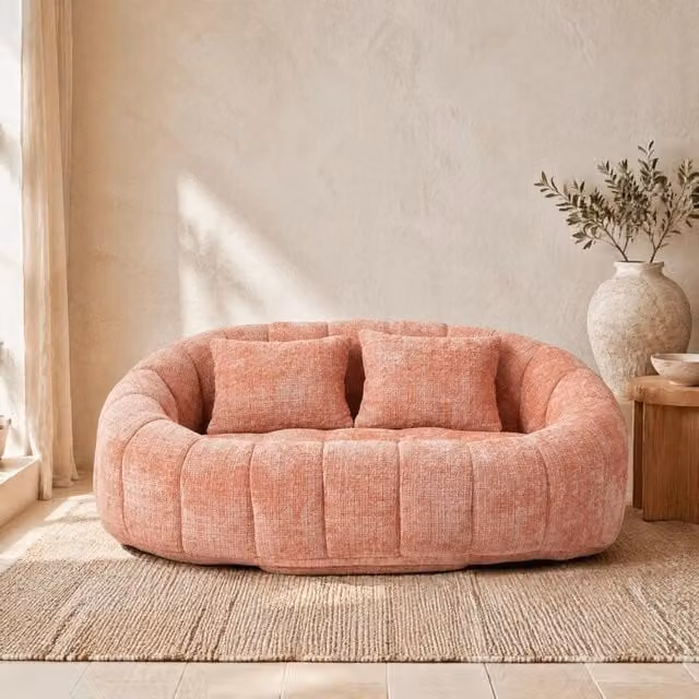 Divano Sacco REDOM in Chenille Rosa L: 150 cm, P: 95 cm, H: 63 cm