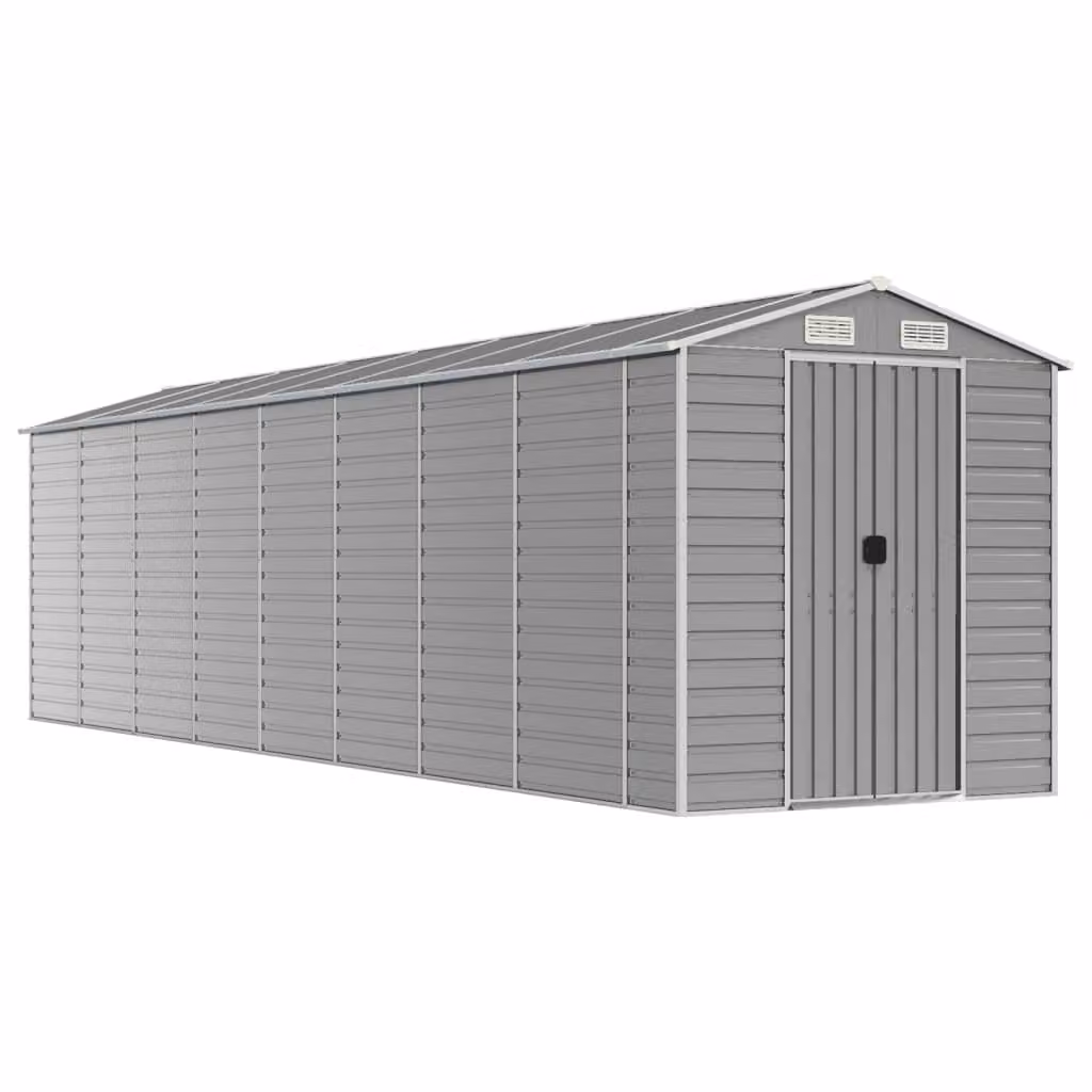 Casetta da giardino grigio chiaro 191x810x198 cm in acciaio zincato