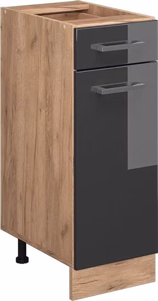 Mobiletto base per cucina Vicco R-Line Antracite lucido e Rovere dorato L: 30 cm – 1