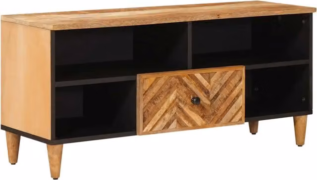 Armadio da soggiorno moderno vidaXL in legno di mango marrone con cassetto L: 100 cm, P: 33,5 cm, H: 46 cm – 1