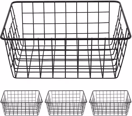 Contenitore metallico per stoccaggio, dimensioni 28 x 22 x 12 cm - Resistente agli urti - Design con ventilazione - Maniglie - Colore nero - Materiale: metallo - Piccolo contenitore per stoccaggio