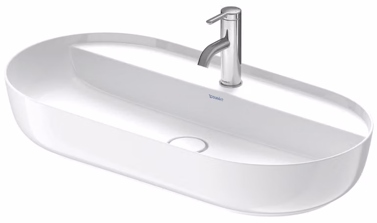 Duravit Luv vasque à poser 80x40cm, sans trop-plein, avec plage de robinetterie, 1 trou pour robinetterie, rectifié, 0380800000, 0380800000