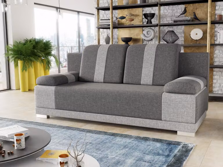 Divano con funzione letto Imola - Divano letto con contenitore, divano, divano letto, divano imbottito, divano trasformabile, set divani (grigio (Sawana 05 + Sawana 21))
