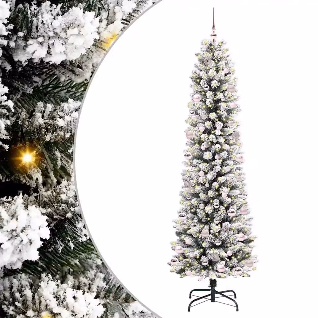 Albero di Natale artificiale moderno vidaXL bianco con luci LED, Altezza: 240 cm – 2