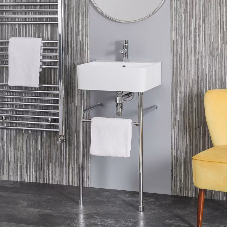 Lavabo con Consolle Cromata – 460 mm x 420 mm – Exton