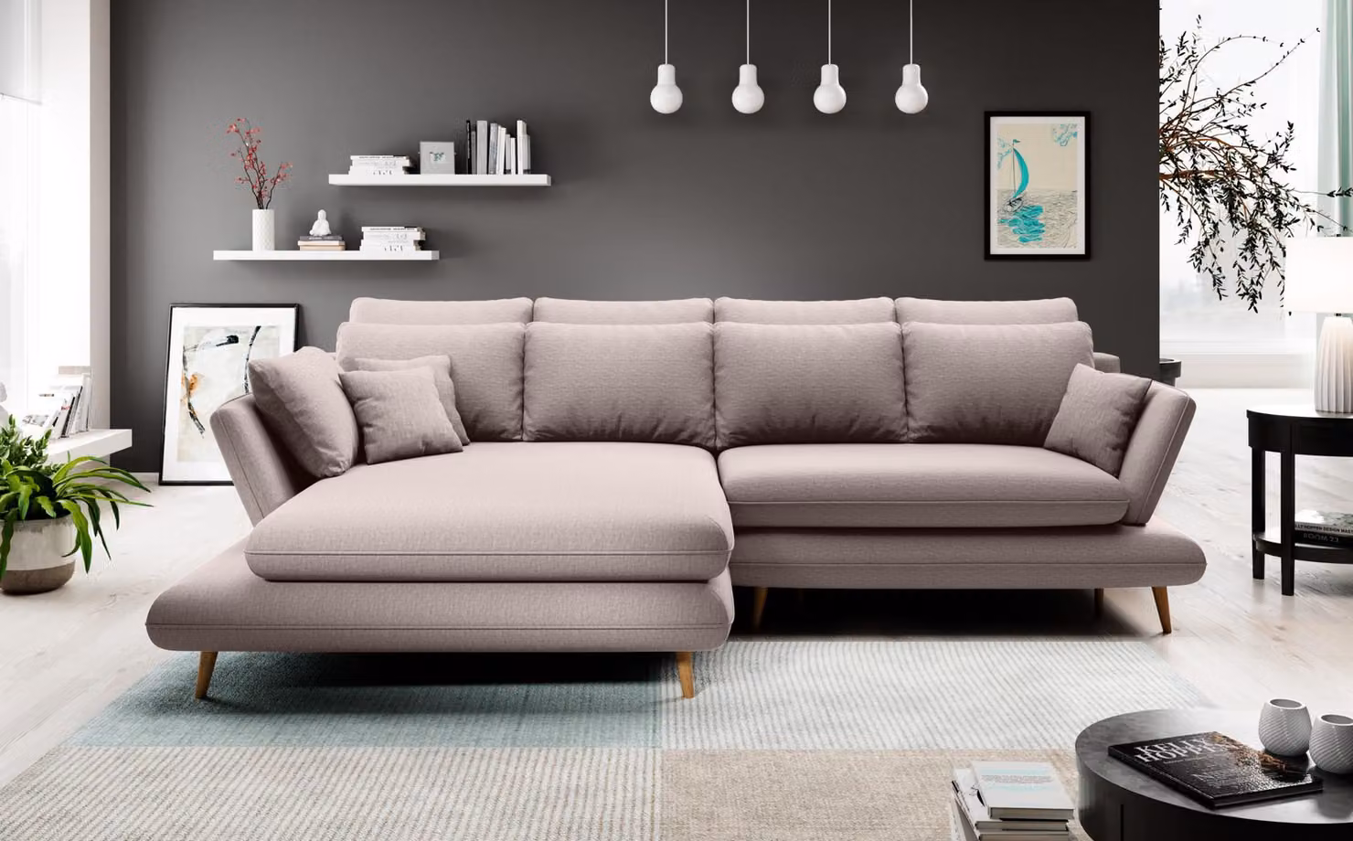 Divano a L in tessuto zona giorno divano angolare divano moderno design divano beige divani