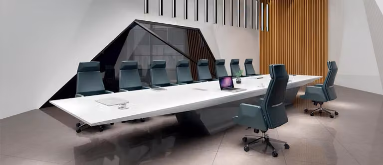 Lussuoso tavolo da conferenza bianco, tavolo da studio di design