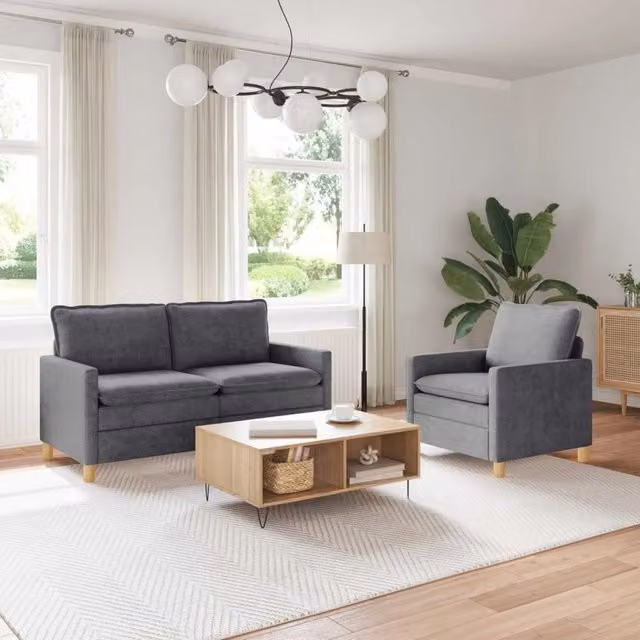 Set di divani 2 pz Grigio Scuro Poliestere 3417091