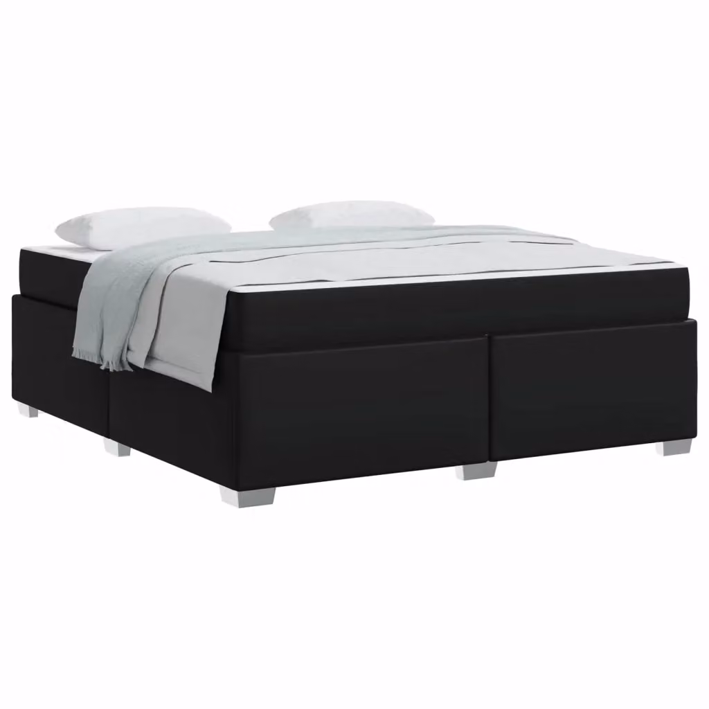 Letto moderno vidaXL in ecopelle nero con doghe in legno L: 181 cm, P: 201,5 cm, H: 280 cm – 2