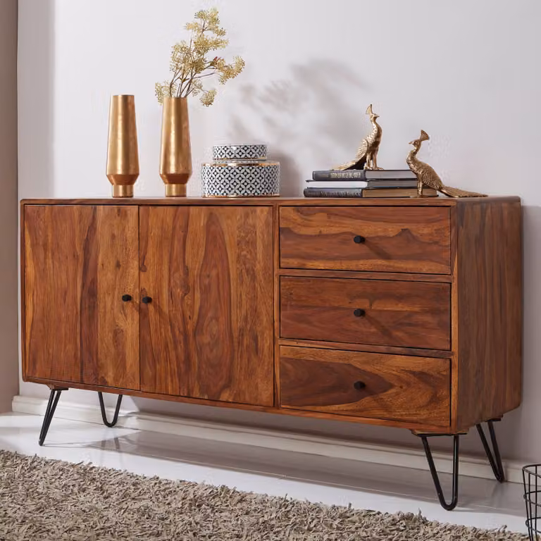 Credenza WL5.629 in legno massiccio di sheesham 140x75x40 cm casa di campagna