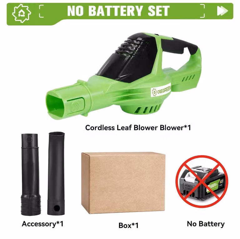 Soffiatore elettrico per foglie - Modello turbo - 5500 W - Motore brushless (senza spazzole) - 5 velocità - Alimentazione a batteria - Senza batteria