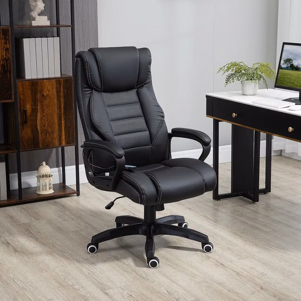 EasyComfort Poltrona Massaggiante da Ufficio Executive in Similpelle Nera con Altezza Regolabile, L: 66 cm, P: 78 cm, H: 112-120 cm – 2