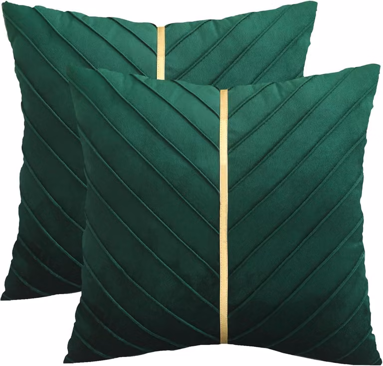 Fodere per cuscini decorativi in velluto verde scuro, eleganti e moderni, adatti per divani, camere da letto, soggiorni, automobili, dimensioni 45,7 x 45,7 cm, set da 2