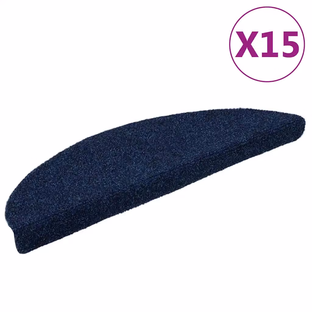 vidaXL Tappetini per scale autoadesivi 15 pz 56x17x3 cm blu navy