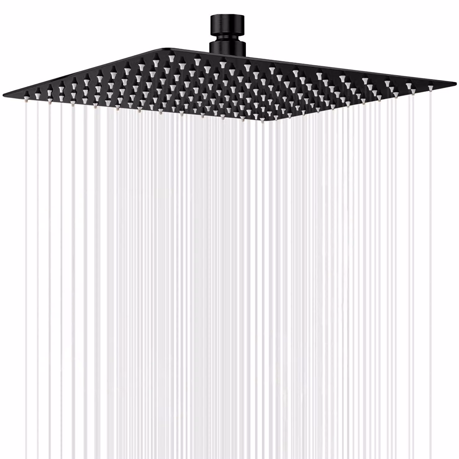 Doccia a soffitto, 30 cm, quadrata, con ugelli anticalcare, colore nero, per bagno