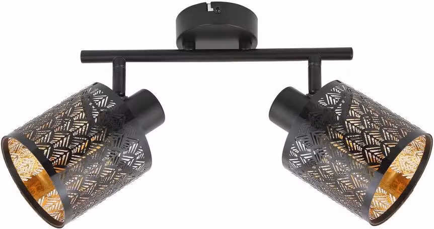 Lampada da soffitto nera con due paralumi decorativi Tuluza 2xE14 40W REA840502-02 Reality