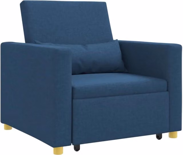 Divano letto | Sof¨¤ letto | Letto singolo estraibile singolo Blu 90 x 165 x 87 cm Tessuto