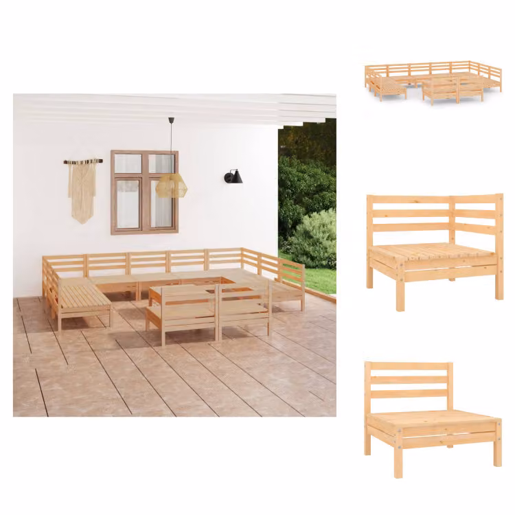 vidaXL Set da salotto da giardino 12 pezzi in pino massiccio - Set di mobili da giardino