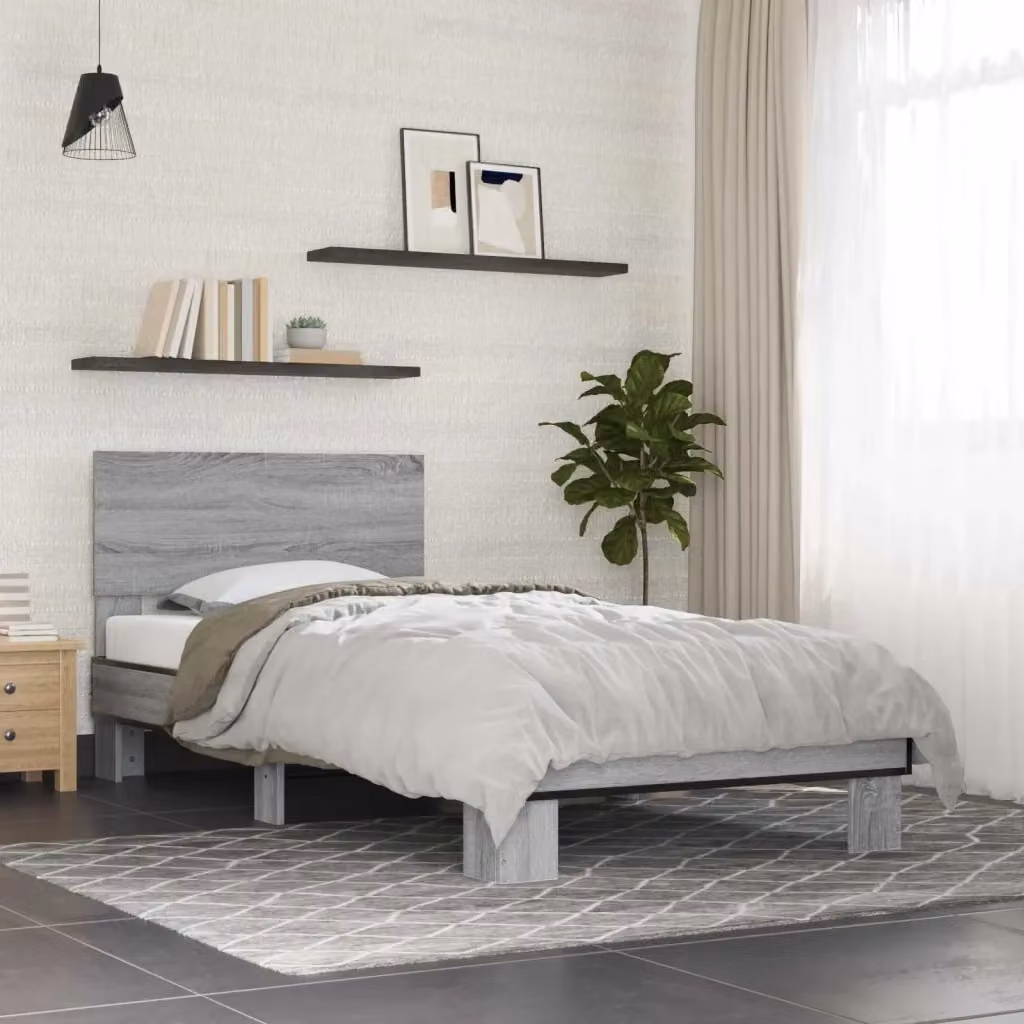 Letto singolo moderno Design In con testata in legno grigio L/P/H: 200 x 80 x 83 cm – 2