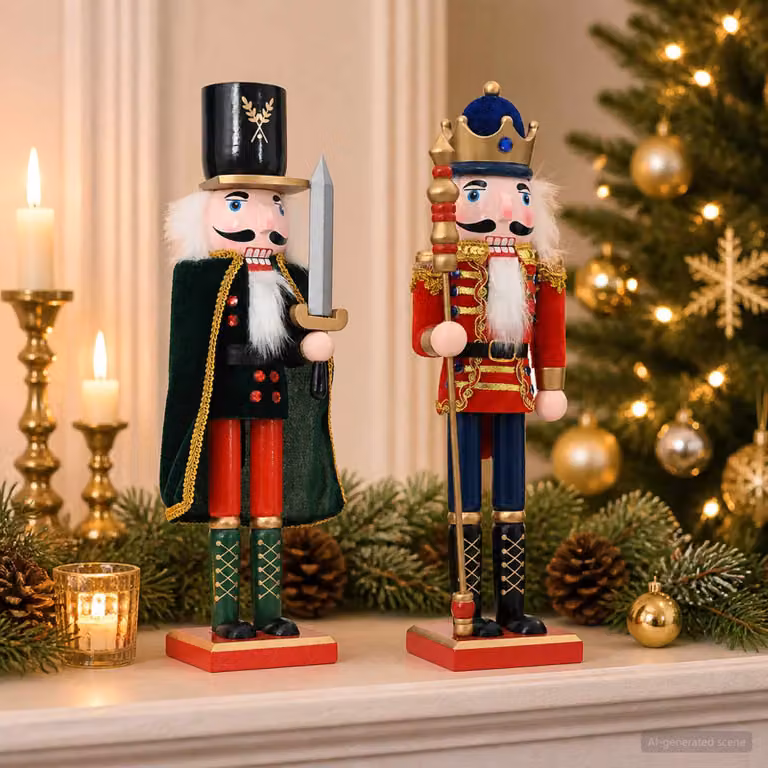 vidaXL Schiaccianoci di Natale TURKU 2 pz Rosso e Nero 38 cm