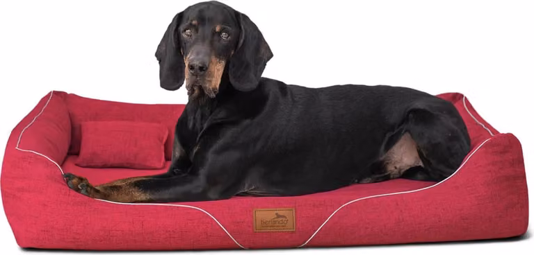 tierlando® Letto ortopedico per cani WILLIAM Couture | Divano confortevole per cani - Dimensioni: 110x85cm | Colore: 04 Rosso scuro