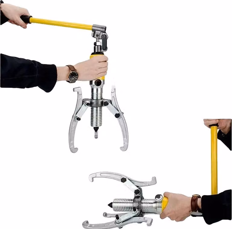 Set di estrattori idraulici, capacità di 20 tonnellate, design a 3 ganasce, colore giallo