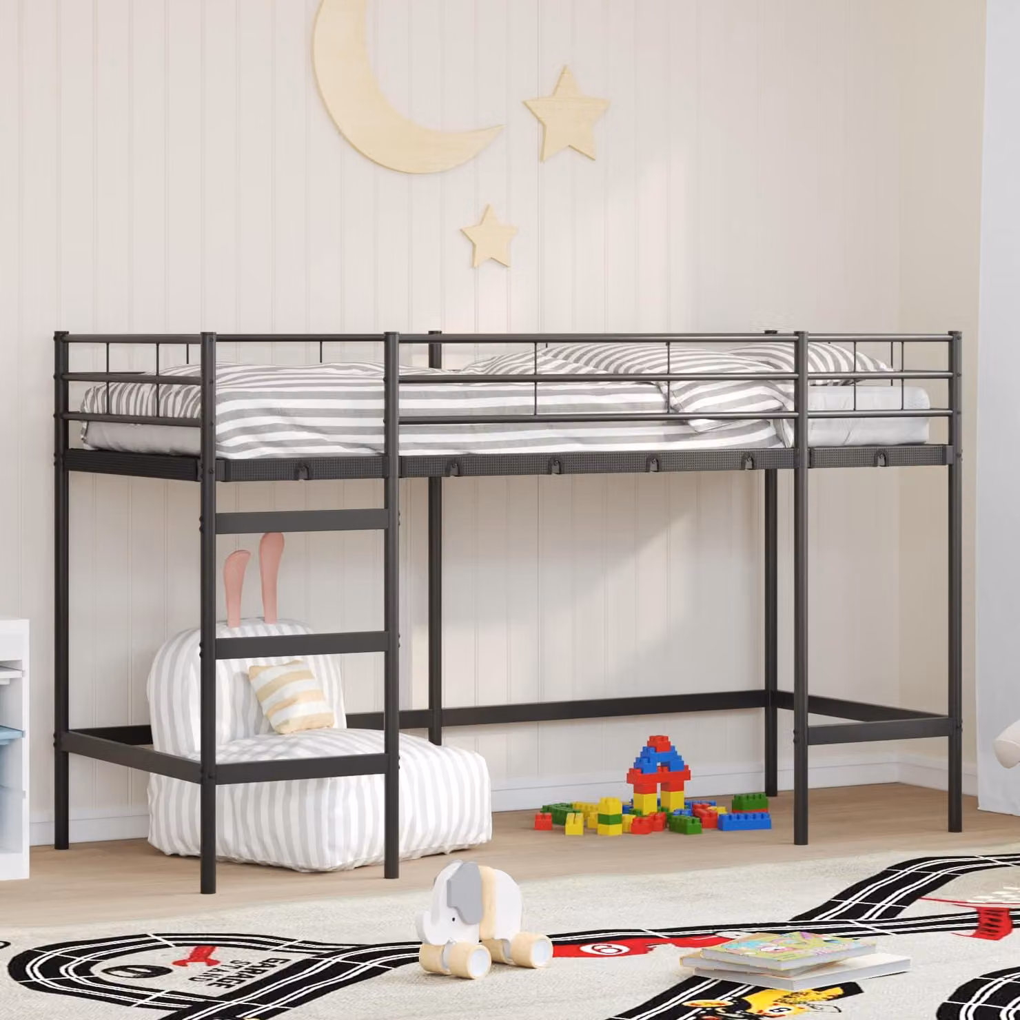 Maison Exclusive - Letto a soppalco per bambini nero 90 x 190 cm in acciaio