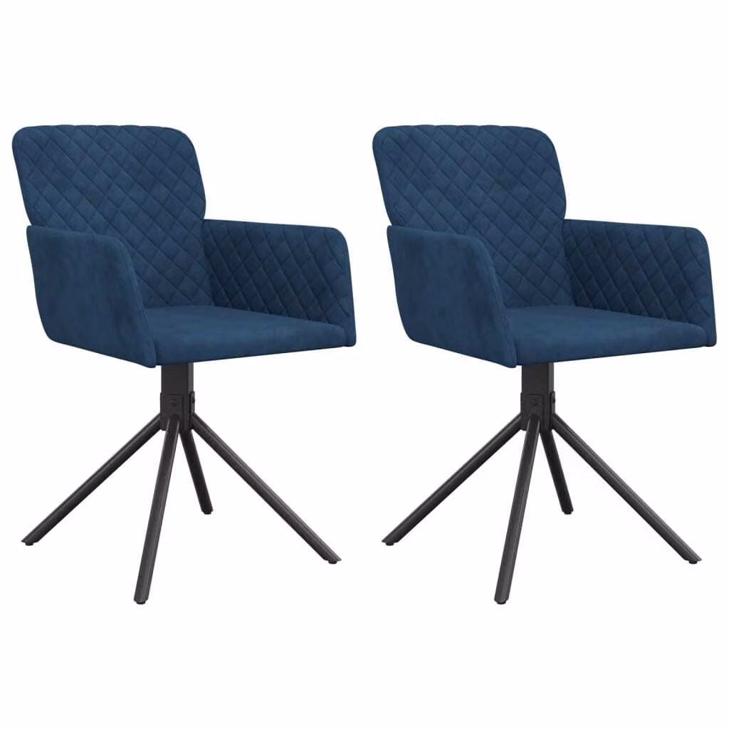 Sedie da Pranzo Girevoli 2 pz Blu in Velluto