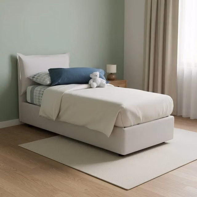 Letto Singolo con Contenitore Alzavola Talamo Italia, Bianco, L/P/H: 190 x 80 x 205 cm – 1