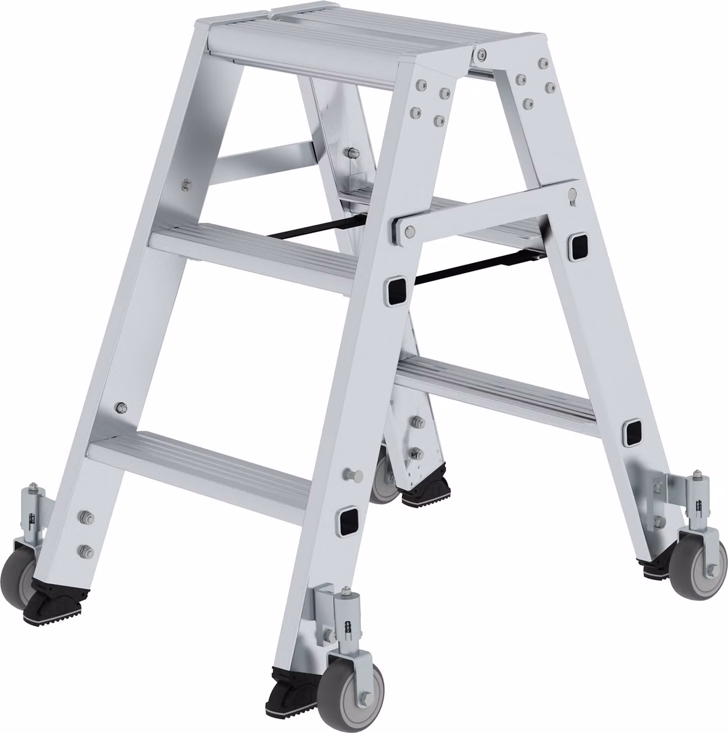 Scaletta accessibile da entrambi i lati con rotelle 2x3 gradini