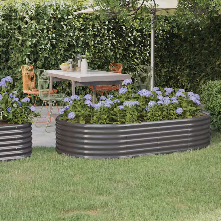 Letto da giardino rialzato vidaXL in acciaio zincato grigio L: 175 cm, P: 100 cm, H: 36 cm