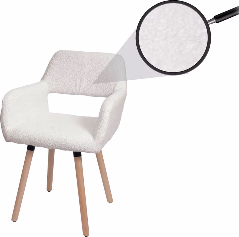 Sedia da pranzo HWC-A50 II, sedia da cucina sedia imbottita, legno tessuto/tessuto bouclé (450g/m²) ~ crema