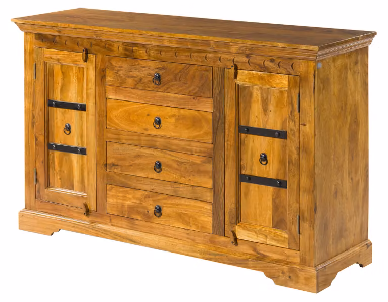 MASSIVMOEBEL24 | credenza in legno di Acacia 150x45x89 miele dorato laccato OXFORD #0513