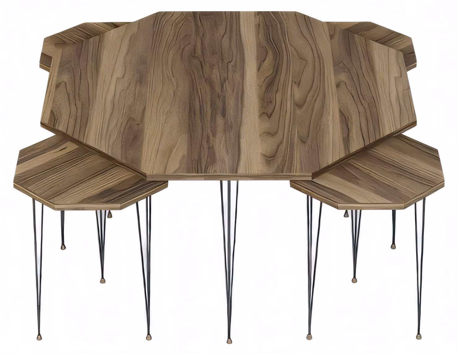 Eleganter Holz-Couchtisch mit Beistelltischen in Braun