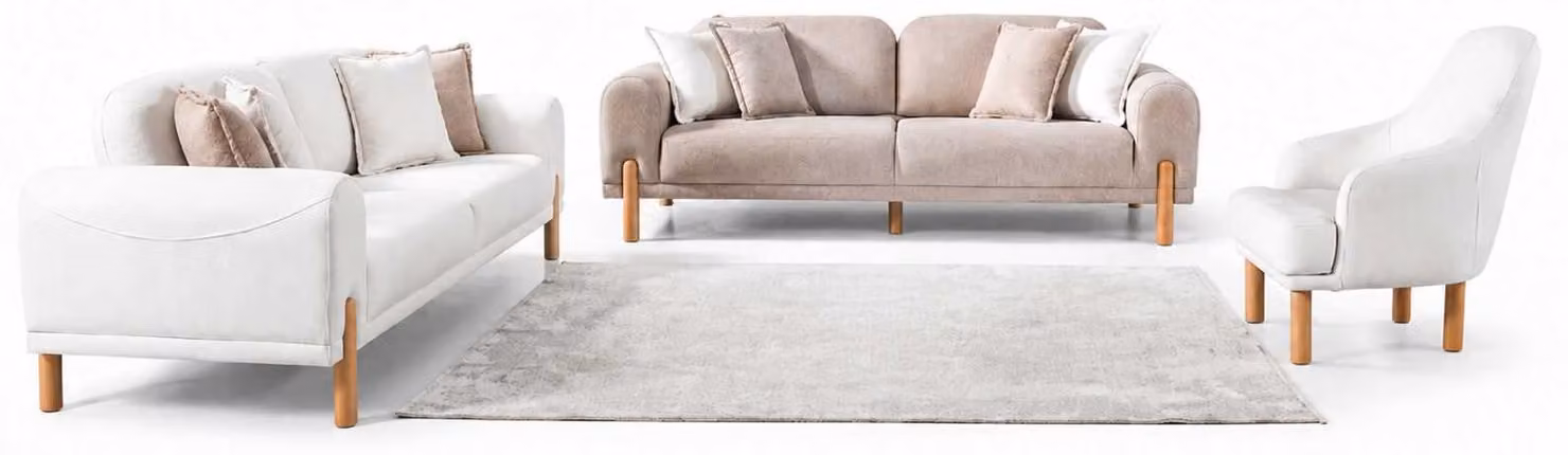 Divano componibile, composto da tre, tre e uno divano. Salotto Set elegante