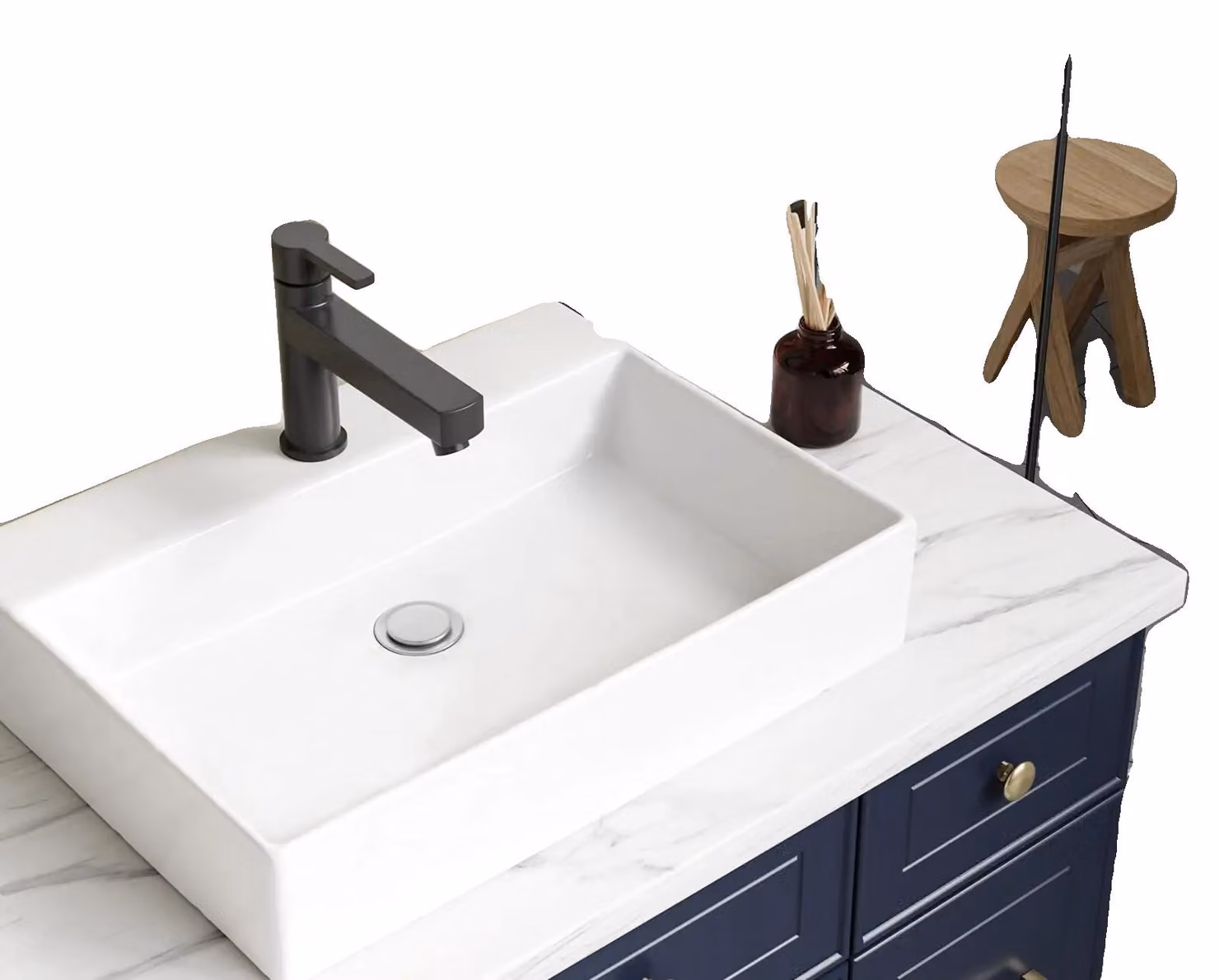 Lavabo, struttura in Vetroceramica, design moderno, dimensioni 510X450X130mm