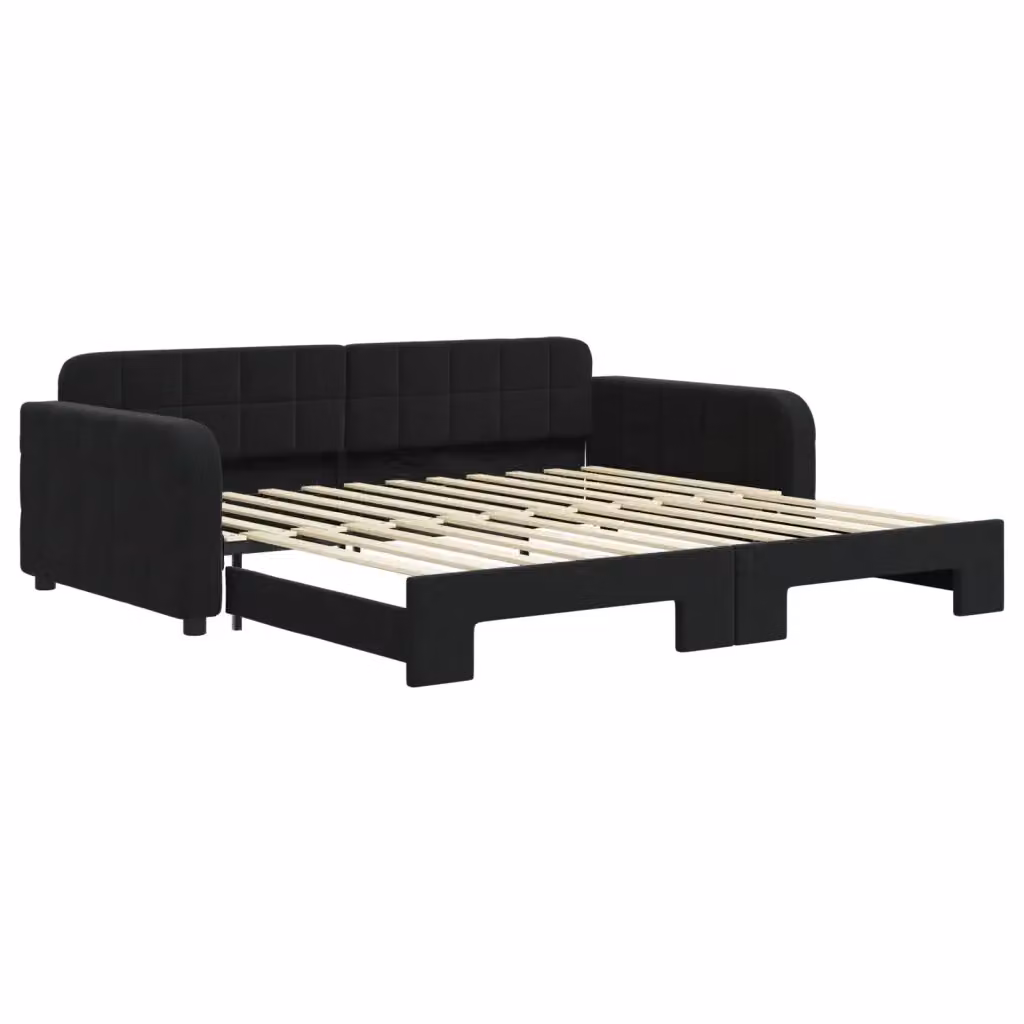 Divano Letto con Letto Estraibile vidaXL in Velluto Nero L: 223 cm, P: 100 cm, H: 71 cm – 2