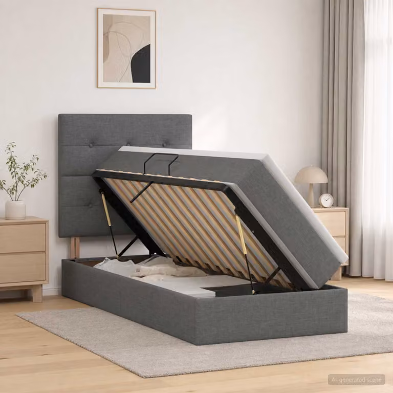Letto con contenitore vidaXL Grigio con illuminazione LED e porta USB, L 100 x P 200 cm