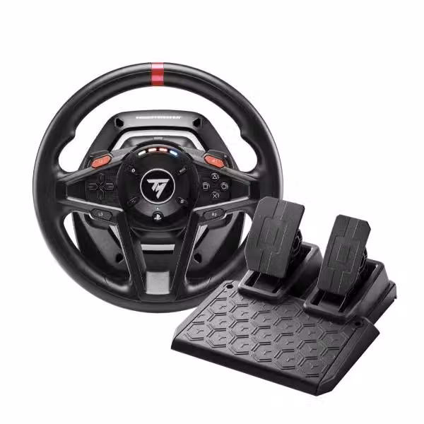 Simulatore di guida Thrustmaster T128 con volante e pedaliera nera per PC e PlayStation – 4