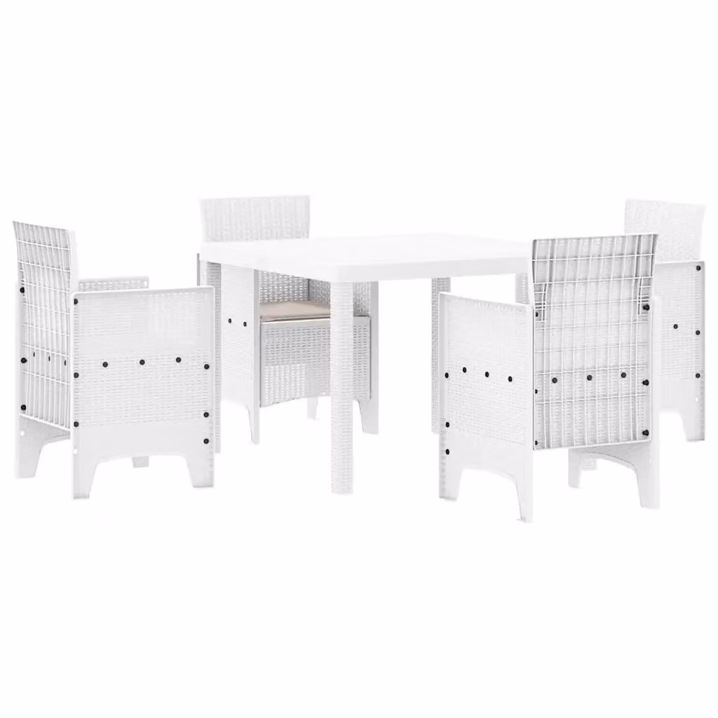 Set da pranzo per giardino e terrazzo vidaXL in rattan bianco 5 pezzi – 2