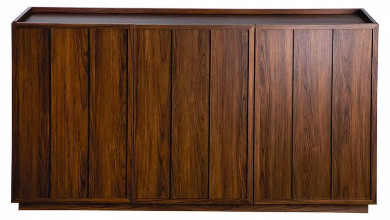 Calicosy - Madia a 3 ante effetto noce con bordo rialzato sul piano L140 cm - ABEL