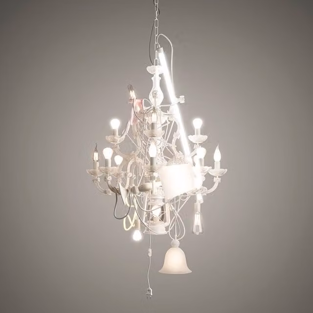 Karman Beautiful Mess Lampada a Sospensione Bianca in Metallo, Vetro e Cristallo