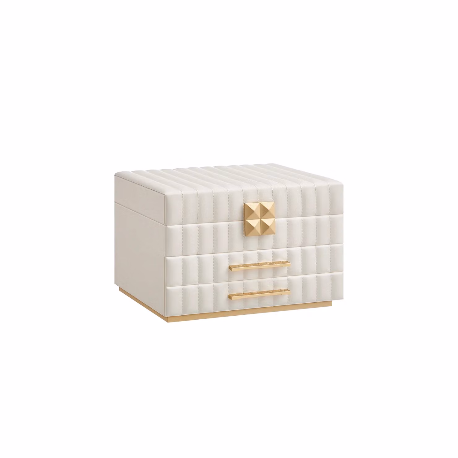 ANAH Collezione Scatola Portagioie con Cucitura Effetto Fluttuante, Bianco Nuvola