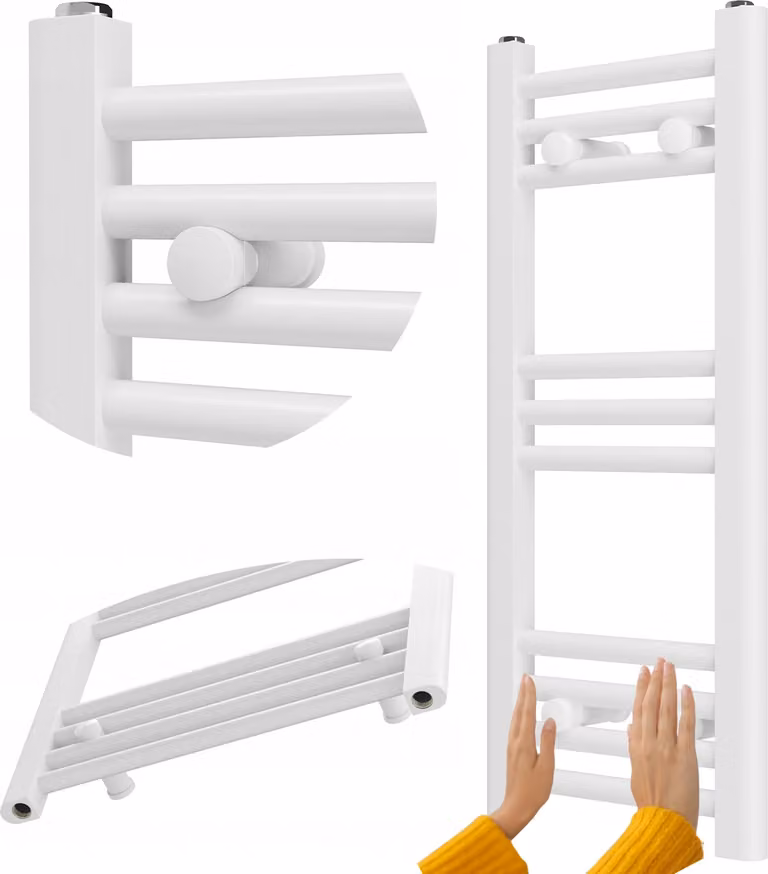 Granitan - Termoarredo bagno - Scaldasalviette 30x70 cm - Radiatore bianco - portasciugamani - BRENO