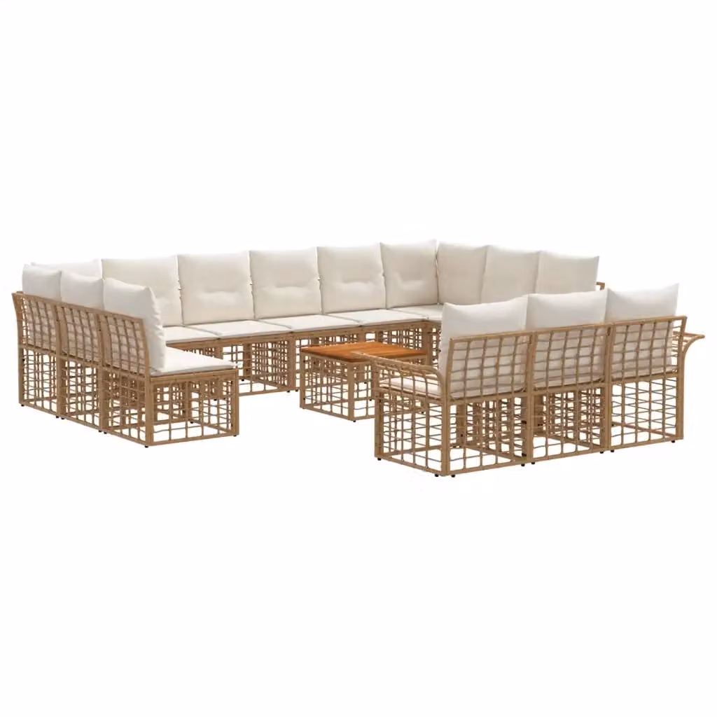 Set di divani da esterno vidaXL a 13 posti in stile rustico con struttura in metallo e cuscini inclusi, colori beige, bianco e marrone – 2