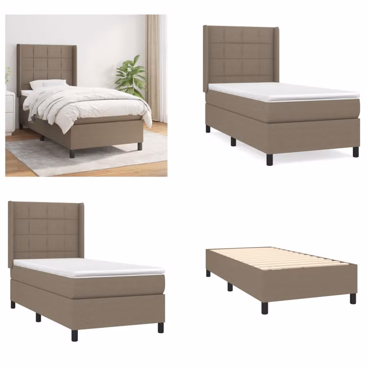 vidaXL Letto boxspring con materasso Taupe 80x200 cm in tessuto - Letto boxspring - Boxspringbetten - Bett - Schlafzimmermöbel
