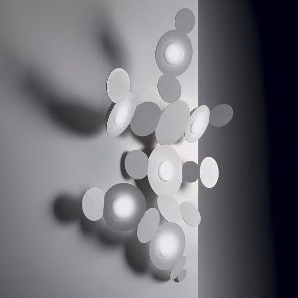 Cattaneo Mickey Plafoniera Applique LED Bianca e Beige in Metallo e Plastica