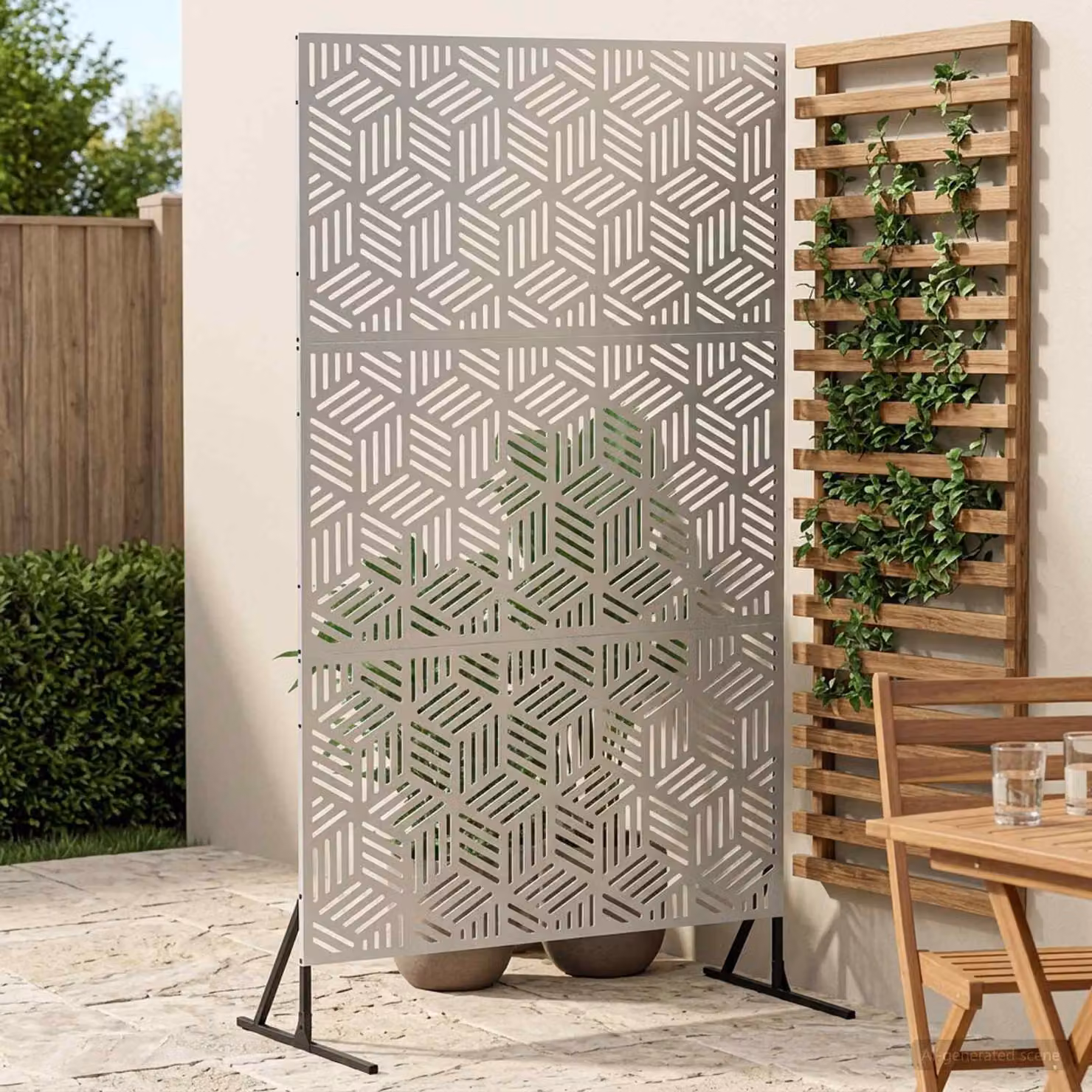 Paravent per la privacy vidaXL in acciaio inox argento, L 100 x P 50 x H 180 cm