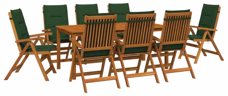 Set da giardino completo di 9 pezzi, per 8 persone, in legno massello di acacia naturale